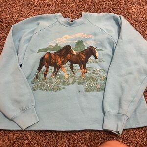 Baby blue horses sweatshirt xl oversized but not too much